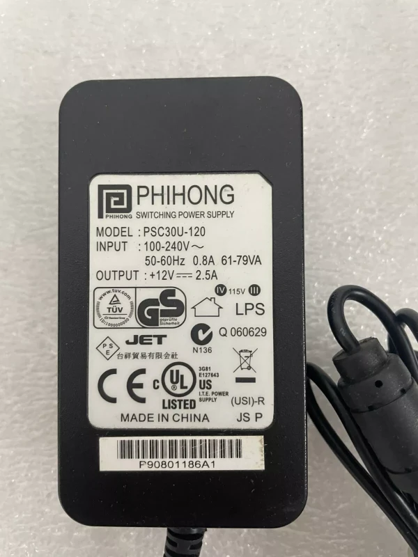 Adaptor alimentare Phihong PSC30U-120V 12V 2.5A 30W negru - 2
