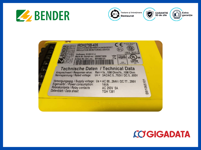 Bender IRDH275 A-ISOMETER Dispozitiv Monitorizare Izolatie - 3