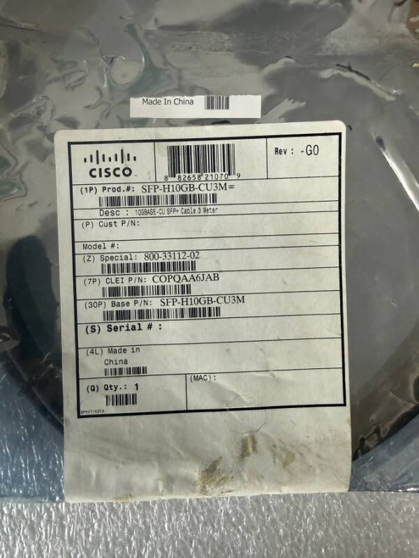 Cablu DAC Cisco SFP-H10GB-CU1M 10G SFP+ Twinax - 2