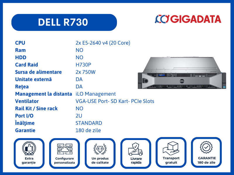 Dell Poweredge R730 12xLFF 2xE5-2640 v4 H730P 2xPS SERVER - DELL