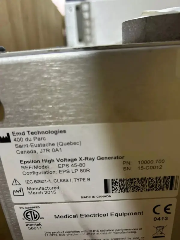 EMD Model EPS 45-80 CV - High-Voltage Generator PN :10000.700 - 2