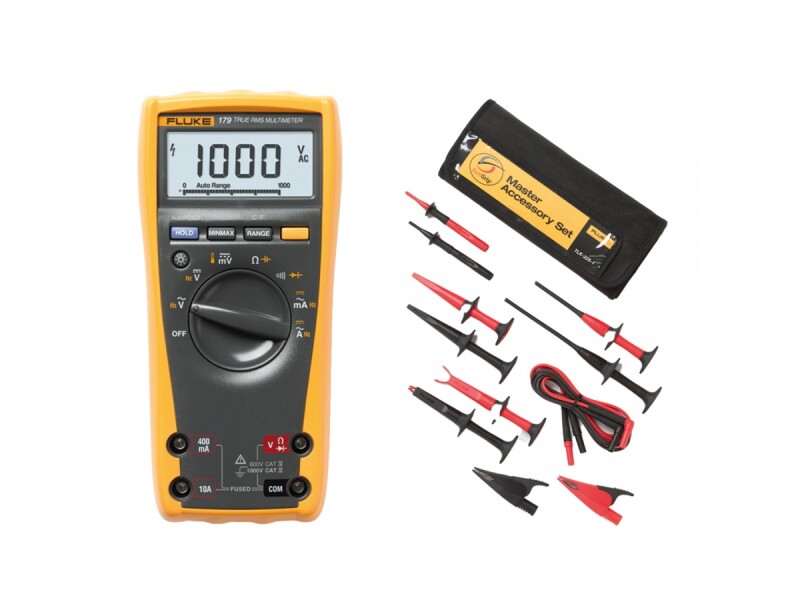 Fluke 179 True RMS Multimetru Digital – Precizie și Versatilitate cu Kitul de Accesorii TLK225-1 SureGrip™ Master - Fluke