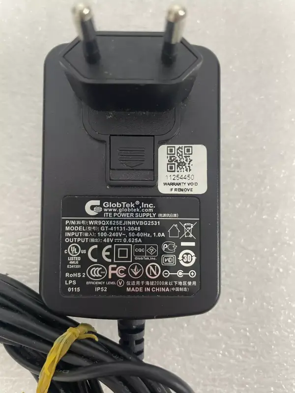 Globtek GT-41131-3048 AC Adapter 48V Power Supply 2.5x0.7mm - 3