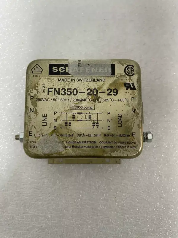 SCHAFFNER FN350-20-29 RFI POWER LINE FILTER - 2