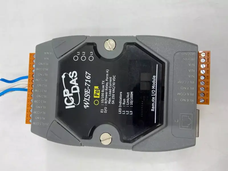 WISE-7167 Ethernet PoE I/O Module with 1 Ethernet Port and 8 Power Relay Outputs - 1